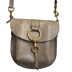 Frye brown taupe flap saddle messenger crossbody bag